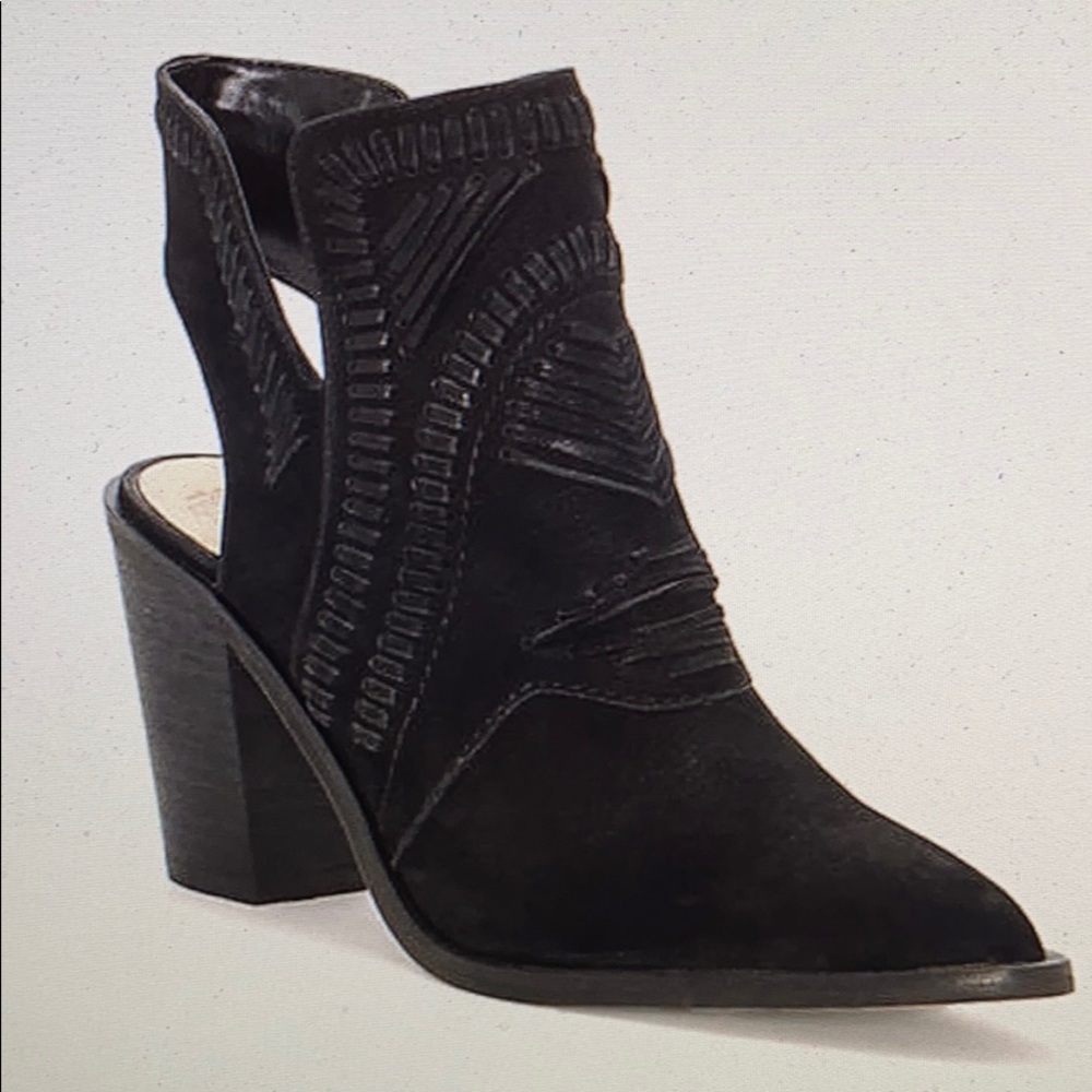 Vince Camuto Western Black Open Heel Booties